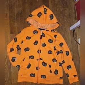 Cat & Jack Halloween Hoodie with Cat Faces, Size S (6/6X)
